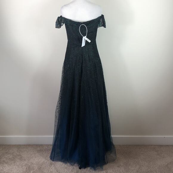 Marchesa Notte Off Shoulder Ombré Dress Blue Size 4 NWT - Picture 10 of 10